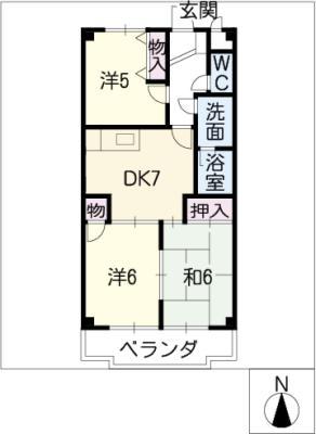 エステート村木(3DK/2階)の間取り写真