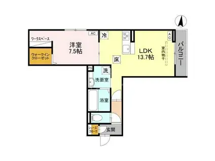 ルベルコートRUBER COURT(1LDK/2階)の間取り写真