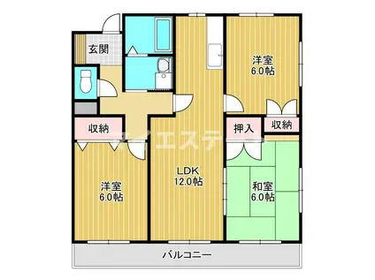 ヴィラパインマンション(3LDK/4階)の間取り写真