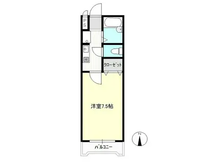 ウエストヒルズ野田B棟(1K/2階)の間取り写真