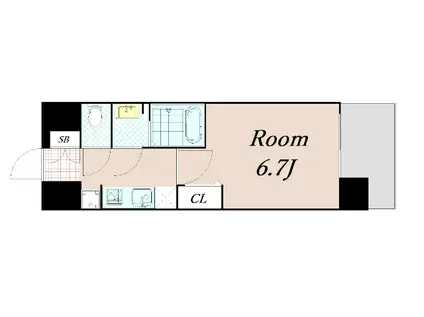 ソルテラス京都JUJO薫(1K/2階)の間取り写真