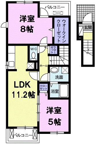 フォルテシモ(2LDK/2階)の間取り写真