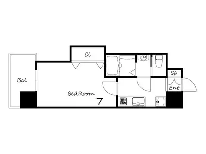 LUXE新大阪イーストII(1K/14階)の間取り写真