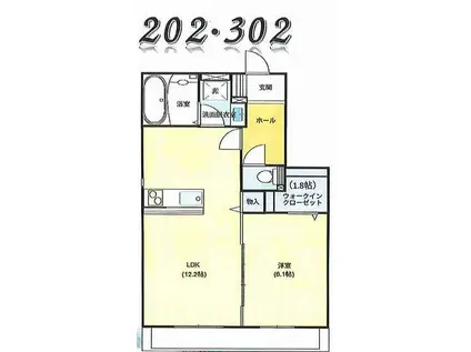 MELIA COURT(1LDK/3階)の間取り写真