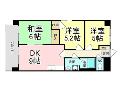 サンローゼ本城東(3DK/3階)の間取り写真