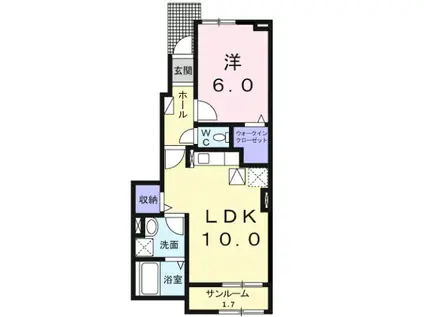 ラヴィエベールI(1LDK/1階)の間取り写真