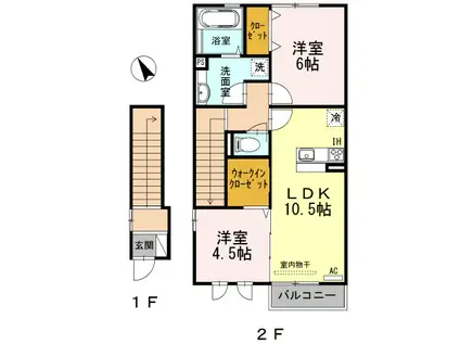 カーサポポラーレ(2LDK/2階)の間取り写真