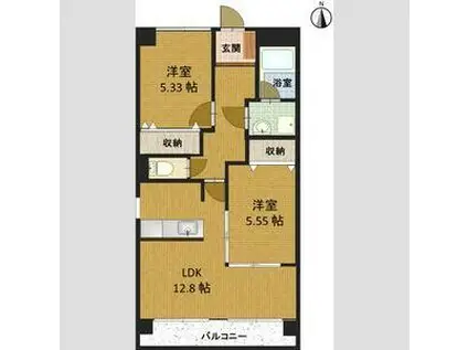 186 グランシャリオ(2LDK/1階)の間取り写真