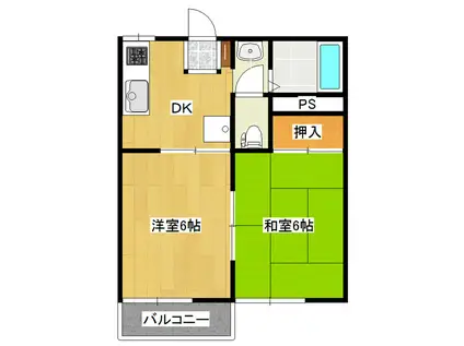 ベルメゾン21(2DK/2階)の間取り写真