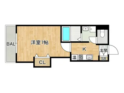 みおつくし城北(1K/2階)の間取り写真