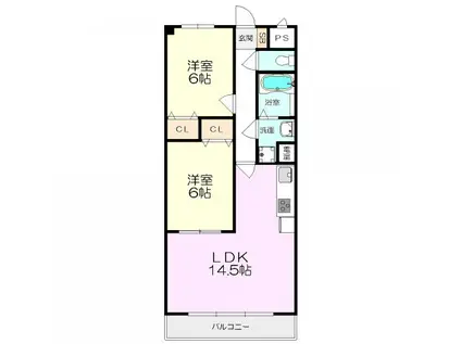 ウィズプレジール若王寺(2LDK/1階)の間取り写真