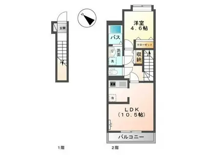 プレジール(1LDK/2階)の間取り写真