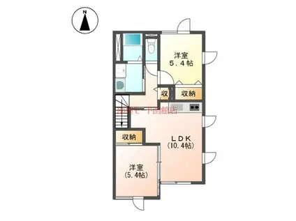 CRYSTAL VILLA(2LDK/2階)の間取り写真