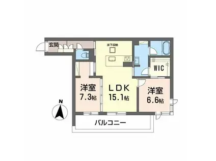 DEUXリジエール(2LDK/1階)の間取り写真