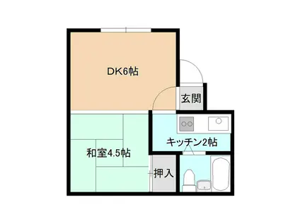 フレクション南郷(1LDK/1階)の間取り写真