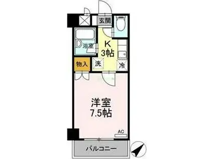 ネオシティー長町(1K/6階)の間取り写真