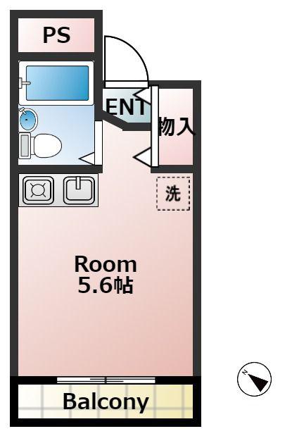 パサデヒロ(1K/3階)の間取り写真