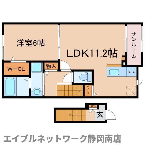 ヒカルサ焼津塩津ウエスト(1LDK/2階)の間取り写真