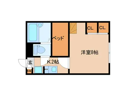 レオパレスブロッサムII(1K/2階)の間取り写真