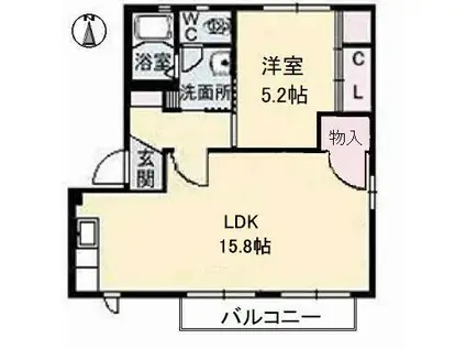 ラ・パルテール弐番館 翔(1LDK/2階)の間取り写真