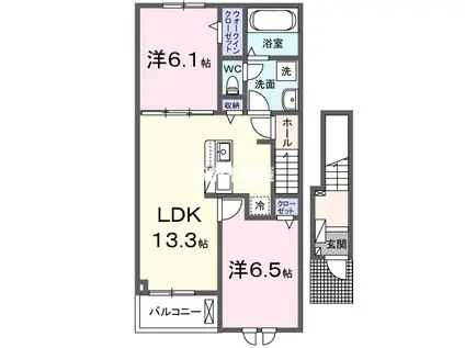 アポロクスII(2LDK/2階)の間取り写真
