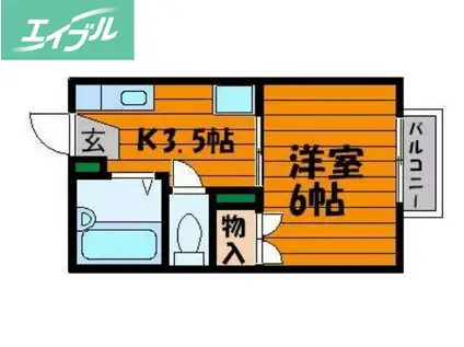 アルトハイデI(1K/2階)の間取り写真