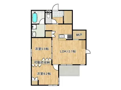 エミネンス観音(2LDK/2階)の間取り写真