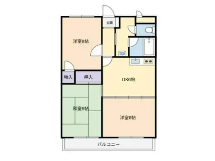 ク オ リ テ ィ ハイ ム 協栄A棟(3DK/2階)の間取り写真