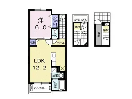 プルミエール毛賀知B(1LDK/3階)の間取り写真