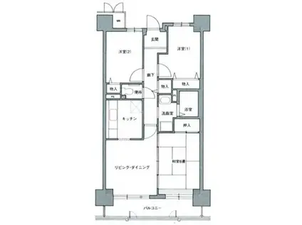 コーシャハイツ苅田(3LDK/8階)の間取り写真