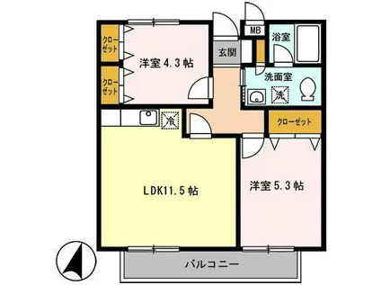 メゾン・ド・マリア―ジュ J(2LDK/3階)の間取り写真