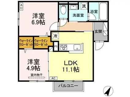 RESUA南大通(2LDK/2階)の間取り写真