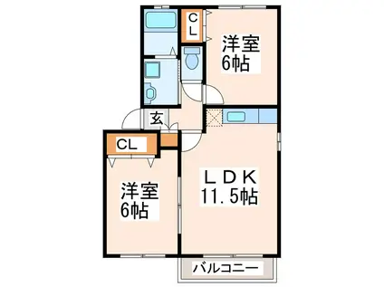 セジュールルピナ(2LDK/2階)の間取り写真