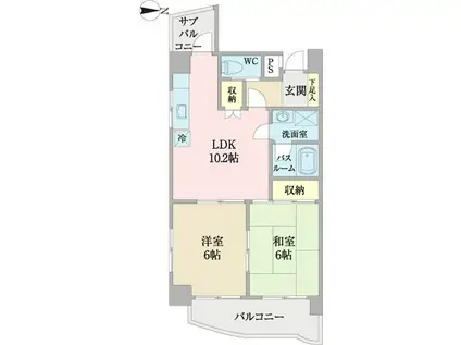 第2近藤ビル(2LDK/6階)の間取り写真