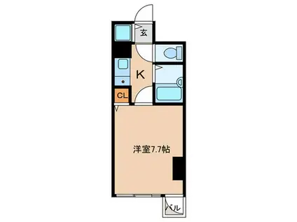 ダイナコートヒルズ折尾(1K/2階)の間取り写真