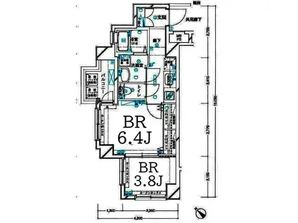 ヴェルト横濱石川町(2K/4階)の間取り写真