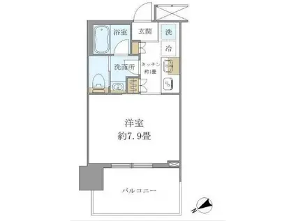 ブリリアタワー浜離宮(1K/6階)の間取り写真