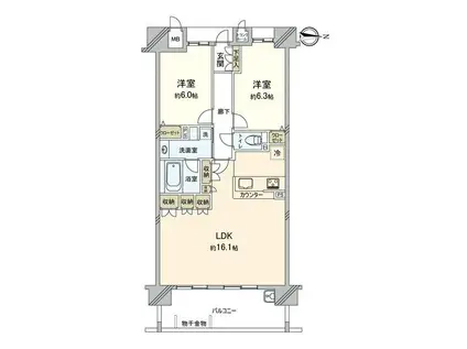 ディーグラフォート千里中央(2LDK/6階)の間取り写真
