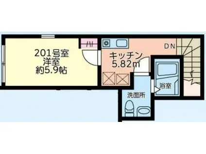 シティハウスさがみ野(1K/2階)の間取り写真