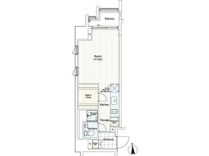 カスタリア麻布十番II(ワンルーム/6階)の間取り写真