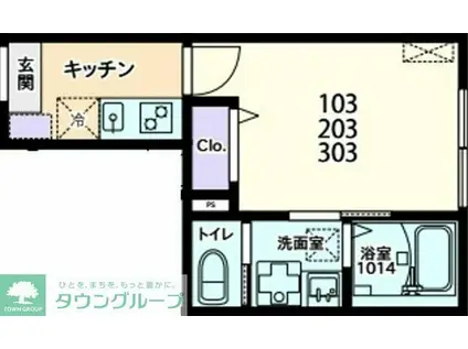 パークテラス大和(1K/3階)の間取り写真