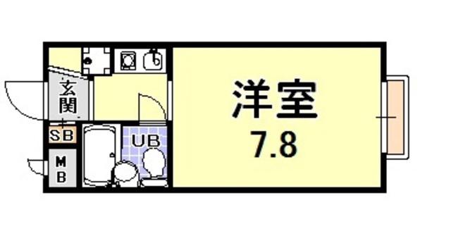 ライフイン芦屋壱番館(ワンルーム/2階)の間取り写真
