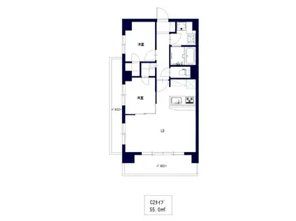 センチュリー八王子ルミエール(2LDK/1階)の間取り写真