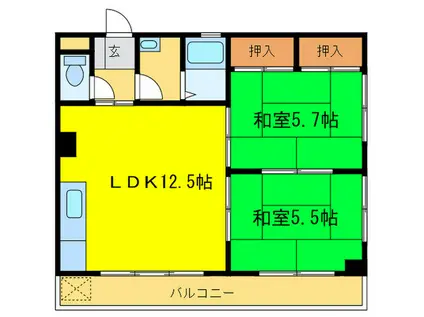 ハイツ泉(2LDK/2階)の間取り写真