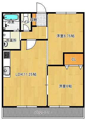 マノアクレール(2LDK/2階)の間取り写真