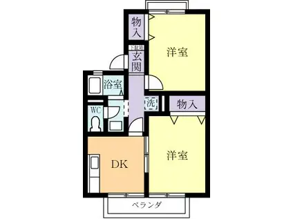 シルクハイツA(2DK/1階)の間取り写真
