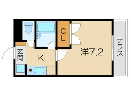 コテージK2(1K/1階)の間取り写真