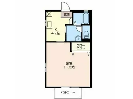 ディアス内川E(1K/2階)の間取り写真