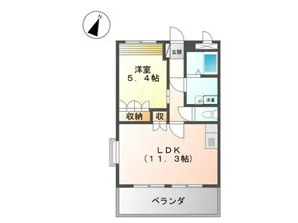 ベルメゾン久原(1LDK/2階)の間取り写真