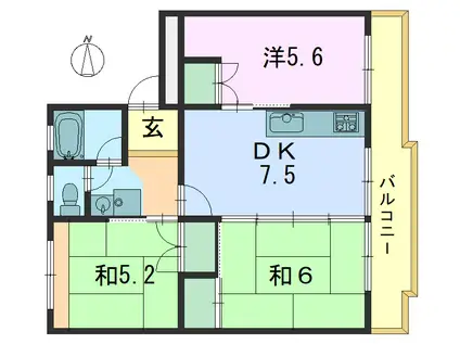 成幸ハイツ(3DK/3階)の間取り写真